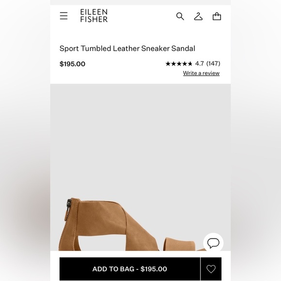 EILEEN FISHER Sport Tumbled Leather Sneaker Sandal in Honey Size 7.5 - Picture 11 of 11